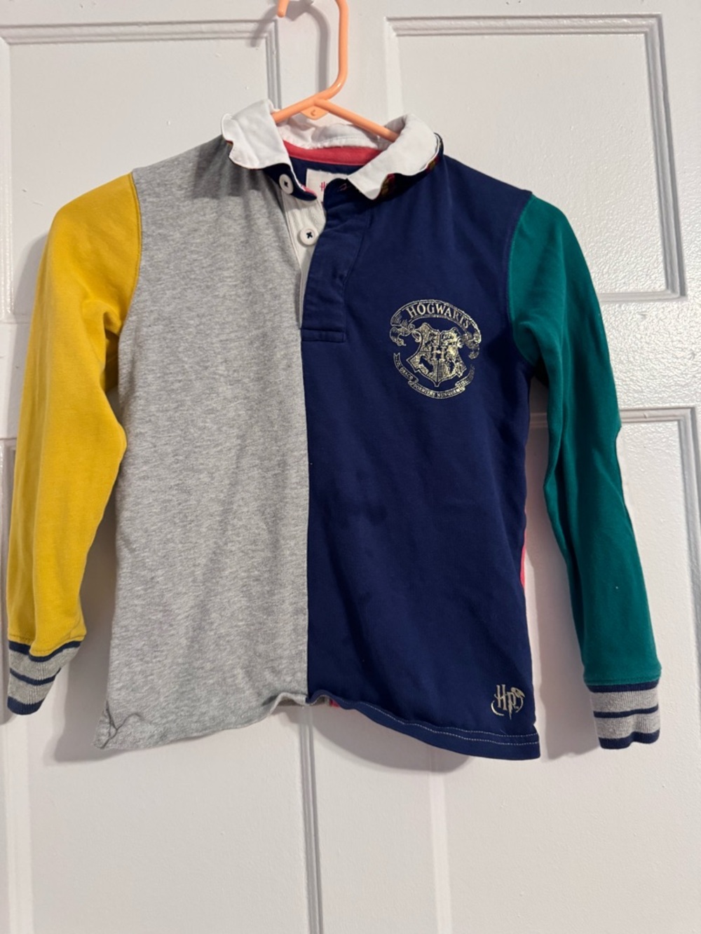 Mini Boden Harry Potter Long Sleeve Polo - Navy, Gray, Mustard, Green, White